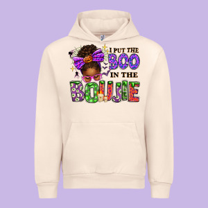 I Put The Boo In The Boujie Messy Bun Urban Hoodie Designed By Texasbilliewilder