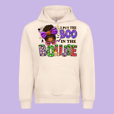 I Put The Boo In The Boujie Messy Bun Urban Hoodie Designed By Texasbilliewilder