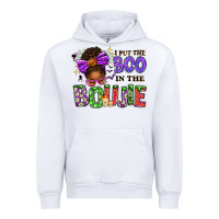 White I Put The Boo In The Boujie Messy Bun Urban Hoodie - texasbilliewilder