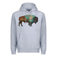 Heather Grey aztec bison Premium Hoodie - RanaPortraitStore