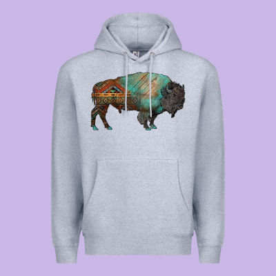 Aztec Bison Premium Hoodie Designed By Ranaportraitstore
