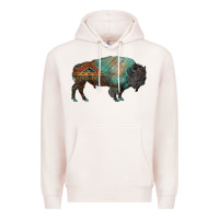 Pale Pink aztec bison Premium Hoodie - RanaPortraitStore