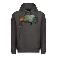 Smoke aztec bison Premium Hoodie - RanaPortraitStore