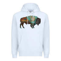 White aztec bison Premium Hoodie - RanaPortraitStore
