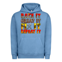 Pigment Pebble Blue race it great it fix it repeat it Urban Hoodie - Zillion Design Studio