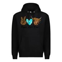 Black peace love cow Premium Hoodie - RanaPortraitStore
