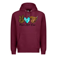 Burgundy peace love cow Premium Hoodie - RanaPortraitStore
