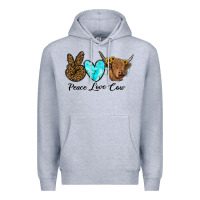 Heather Grey peace love cow Premium Hoodie - RanaPortraitStore
