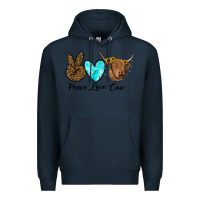 Navy peace love cow Premium Hoodie - RanaPortraitStore