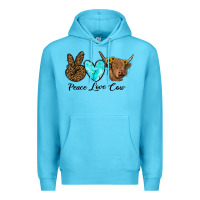 Ocean Blue peace love cow Premium Hoodie - RanaPortraitStore
