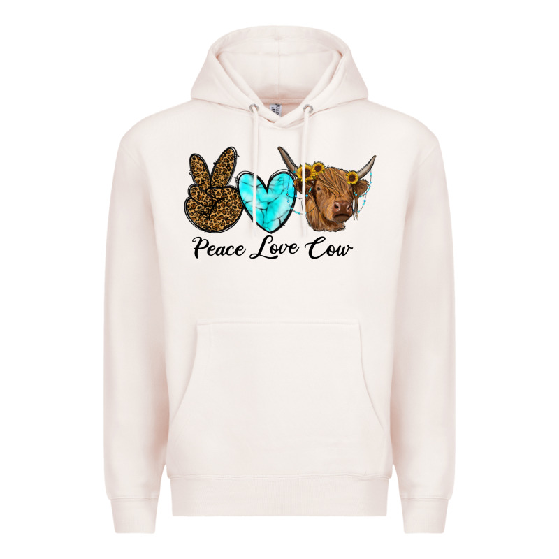 Peace Love Cow Premium Hoodie by RanaPortraitStore | Teevron