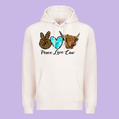 Peace Love Cow Premium Hoodie Designed By Ranaportraitstore