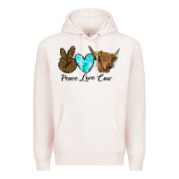 Pale Pink peace love cow Premium Hoodie - RanaPortraitStore