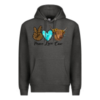 Charcoal Heather peace love cow Premium Hoodie - RanaPortraitStore