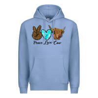 Colony Blue peace love cow Premium Hoodie - RanaPortraitStore