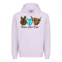 Lilac peace love cow Premium Hoodie - RanaPortraitStore