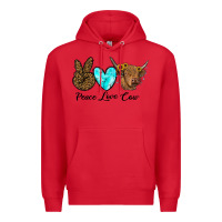 Red peace love cow Premium Hoodie - RanaPortraitStore
