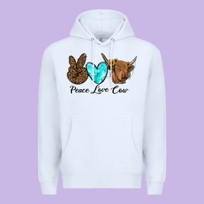 Peace Love Cow Premium Hoodie Designed By Ranaportraitstore