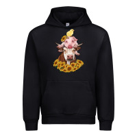 Black cow with pig and chick Urban Hoodie - RanaPortraitStore