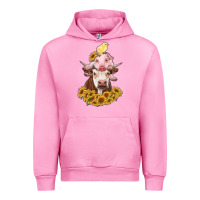 Fuchsia Pink cow with pig and chick Urban Hoodie - RanaPortraitStore