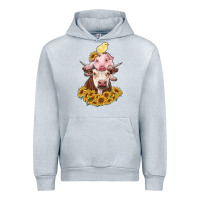 Heather Grey cow with pig and chick Urban Hoodie - RanaPortraitStore