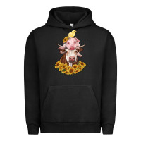 Pigment Black cow with pig and chick Urban Hoodie - RanaPortraitStore