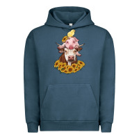 Pigment Midnight Navy cow with pig and chick Urban Hoodie - RanaPortraitStore