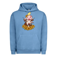 Pigment Pebble Blue cow with pig and chick Urban Hoodie - RanaPortraitStore