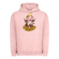 Pigment Salmon cow with pig and chick Urban Hoodie - RanaPortraitStore