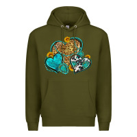 Army Green western turquoise hearts Premium Hoodie - Zillion Design Studio