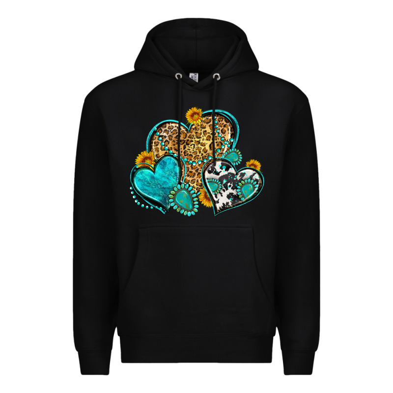 Western Turquoise Hearts Premium Hoodie by Zillion Design Studio | Teevron