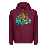 Burgundy western turquoise hearts Premium Hoodie - Zillion Design Studio