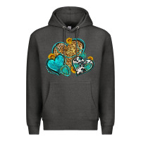 Charcoal Heather western turquoise hearts Premium Hoodie - Zillion Design Studio