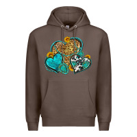 Coffee western turquoise hearts Premium Hoodie - Zillion Design Studio
