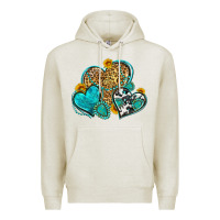 Oatmeal Heather western turquoise hearts Premium Hoodie - Zillion Design Studio