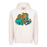 Pale Pink western turquoise hearts Premium Hoodie - Zillion Design Studio