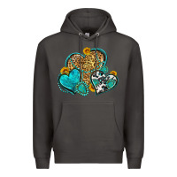 Smoke western turquoise hearts Premium Hoodie - Zillion Design Studio