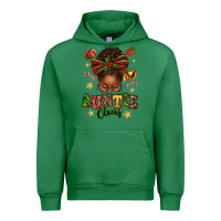 Emerald Auntie Claus Afro Messy Bun Urban Hoodie - texasbilliewilder