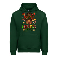 Forest Green Auntie Claus Afro Messy Bun Urban Hoodie - texasbilliewilder