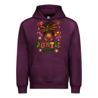 Mauve Wine Auntie Claus Afro Messy Bun Urban Hoodie - texasbilliewilder