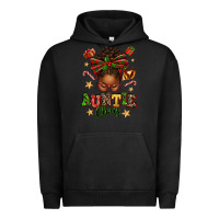 Pigment Black Auntie Claus Afro Messy Bun Urban Hoodie - texasbilliewilder