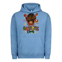 Pigment Pebble Blue Auntie Claus Afro Messy Bun Urban Hoodie - texasbilliewilder
