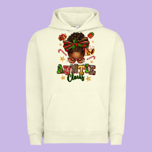 Auntie Claus Afro Messy Bun Urban Hoodie Designed By Texasbilliewilder