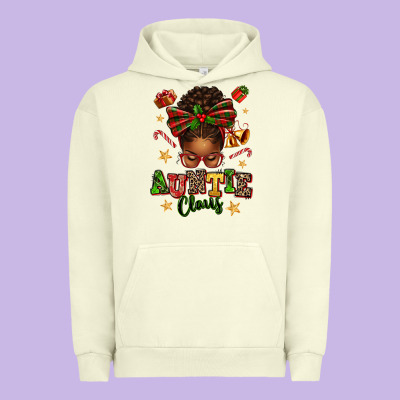 Auntie Claus Afro Messy Bun Urban Hoodie Designed By Texasbilliewilder