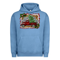 Pigment Pebble Blue christmas truck with tree Urban Hoodie - RanaPortraitStore