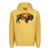 Antique Gold sunflower bison Premium Hoodie - RanaPortraitStore
