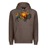 Coffee sunflower bison Premium Hoodie - RanaPortraitStore