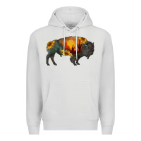 Dove Grey sunflower bison Premium Hoodie - RanaPortraitStore