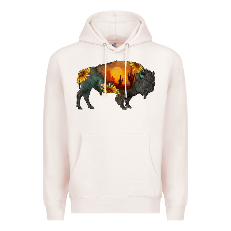 Sunflower Bison Premium Hoodie by RanaPortraitStore | Teevron
