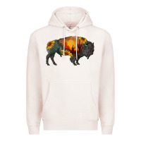 Pale Pink sunflower bison Premium Hoodie - RanaPortraitStore